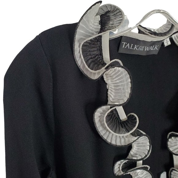 Talk of the Walk Boutique Size S Jacket Light Knit Ruffle Frilly Flyaway Duster - Picture 6 of 12